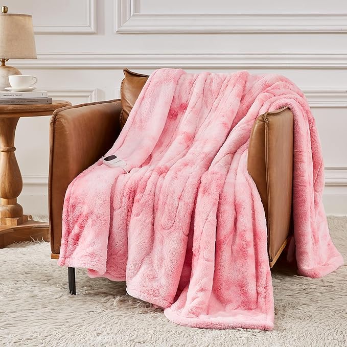 Homemate Electric Heated Blanket Full Size - 72"x84" Heating Blanket Full Size 1/2/4/6/8 Hours Auto-Off 10 Heat Level Over-Heat Protection Luxury Faux Fur Sherpa ETL Certification