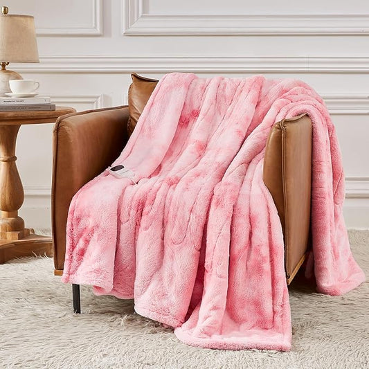 Homemate Electric Heated Blanket Full Size - 72"x84" Heating Blanket Full Size 1/2/4/6/8 Hours Auto-Off 10 Heat Level Over-Heat Protection Luxury Faux Fur Sherpa ETL Certification