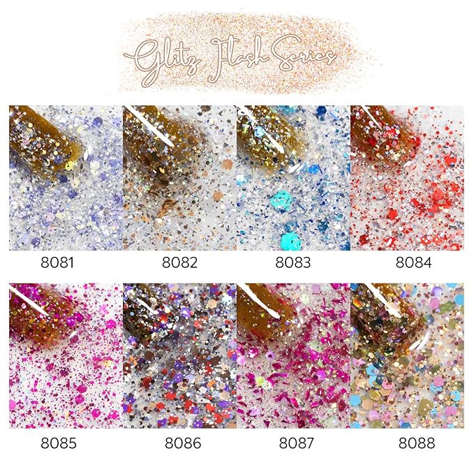 CANNI 8 Pcs 9 ML Glitter Sequins Gel Nail Polish Set, Shimmer Sparkly Shiny Pink Yellow Purple Blue Colors Polish Kit Soak Off Led Nail Art Gel Manicure Salon DIY Gifts