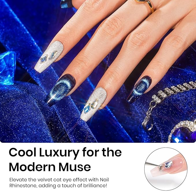 Beetles Cat Eye Gel Nail Polish Set - 6 Colors Glitter Gel Polish Burgundy Red Silver Blue Purple Green Gold Magnetic Cat Eye Holographic Effect Soak Off UV Velvet Nail Art Salon DIY Gift for Women