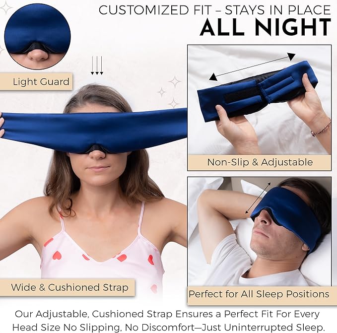 Mulberry Silk Eye Masks for Sleep (Navy Blue)