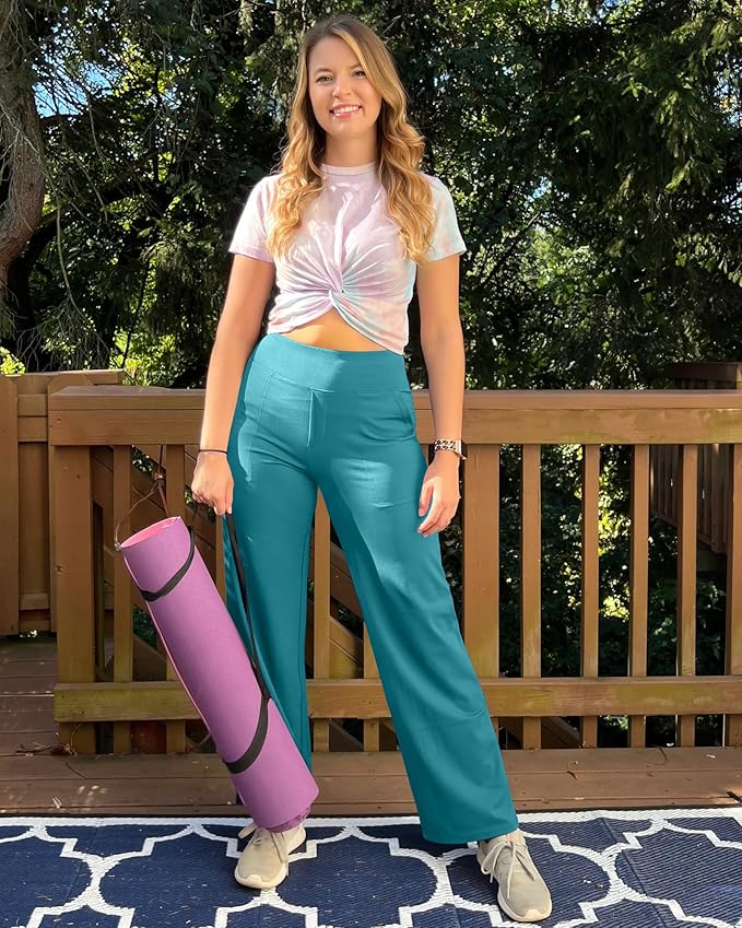 G4Free Yoga Pants Women Wide Leg Pants with Pockets High Waist Stretch Dress Casual Sweatpants Petite/Regular/Tall