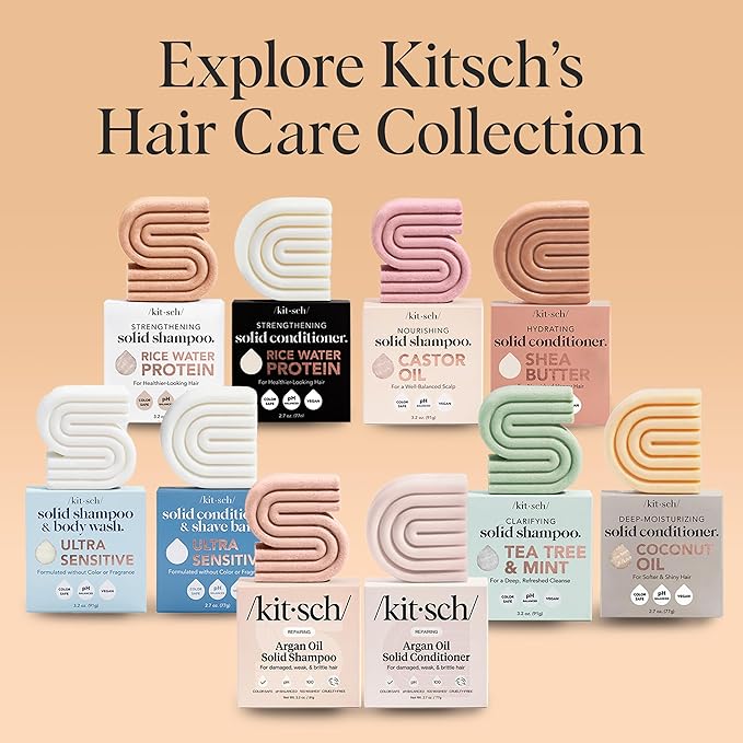 Kitsch Argan Oil Shampoo Bar – Repairing Hair Shampoo for Men & Women – Strengthening, Nourishing Hair Care, Reduce Breakage & Boost Elasticity – Silicone, Paraben & Sulfate Free, Made in USA - 3.2 oz