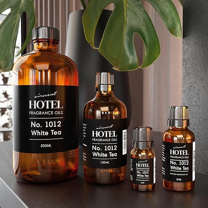 AirScent Hotel Diffuser Oil No. 1012 Inspired by The White Tea Hotel Scent - Premium Fragrance Oil for Ultrasonic and Waterless Diffusers and Crafting - 120 mL, 4 fl oz Bottle