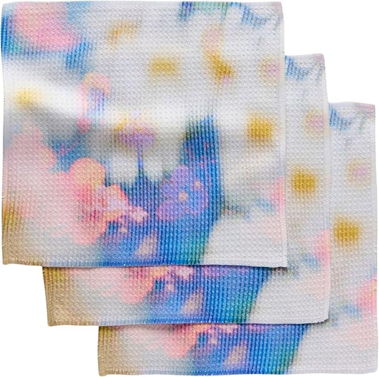 GEOMETRY Kitchen Dish Cloths - Spring & Summer Collection - Premium Dishcloths with Geoweave - Absorbent & Fast Drying Kitchen Towels - Soft Floral, 10" x 10" - 3-Pack
