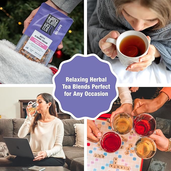 Tiesta Tea - Nutty Almond Cream, Premium Loose Leaf, Cinnamon Almond Herbal Tea Blend, Non-Caffeinated, Make Hot or Iced & Brews Up to 250 Cups, 16oz Bulk Pouch & 6.2oz Refillable Tin Combo