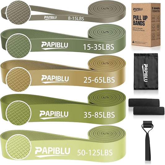 Pull Up Bands, Resistance Bands Set for Pull-Up Assistance, Exercise Bands with Door Anchor & Grip Pads for Men & Women Working Out, Physical Therapy, Muscle Training