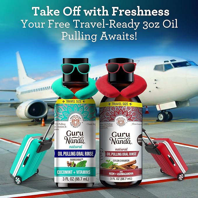 GuruNanda Ultimate Happy Gums Duo, with Alcohol & Flouride-Free Cocomint & Ashwagandha Oil Pulling, Ayurvedic Oral Care for Happy Gums & Fresher Breath