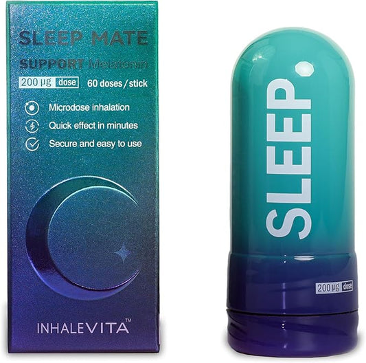 Melatonin for Adults: 5 Min. Drowsiness Fast Acting Inhaled Sleep Mate | Fast Action Sleep Mate with Low Dose Melatonin Stylish & Portable, Cozy Sleep & Wake