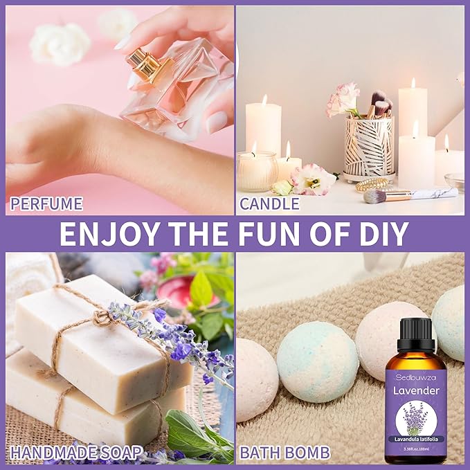 Sedbuwza Lavender Oil Essential Oil, 100% Pure and Natural Premium Lavender Fragrance Oil with Premium Glass Dropper for Diffuser, Aromatherapy Making - 3.38 Fl Oz/100ML