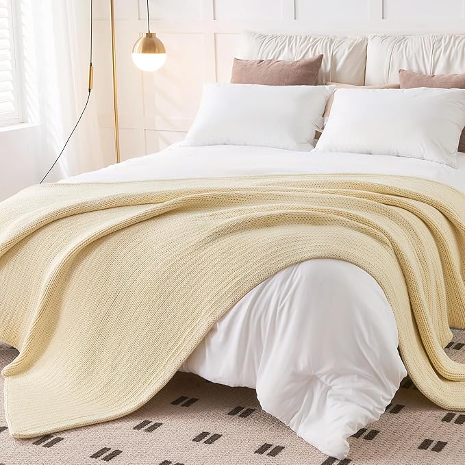 L'AGRATY Knitted Weighted Blanket - 50"x60", 10lbs Cooling Chunky Knit, Braided Crochet Throw with Thick Cable Yarn, Machine Washable