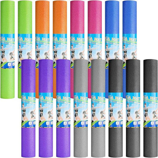 Funtery 16 Pack 3 mm Thick Yoga Mat Exercise Workout Mat Non Slip Fitness Pad for Women Gym Home Yoga Pilates