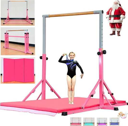 Gymnastic Bar for Kid and Teenage Ages 3-25, 5 FT / 6 FT Base Length, 5 FT / 6 FT Height, Gymnastic Kip Bar Horizontal Bar for Gymnast, Gymnastic Training Equipment for Home and Club Use