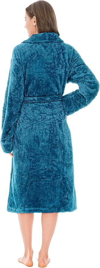 PAVILIA Premium Womens Plush Soft Robe Fluffy, Warm, Fleece Sherpa Shaggy Bathrobe