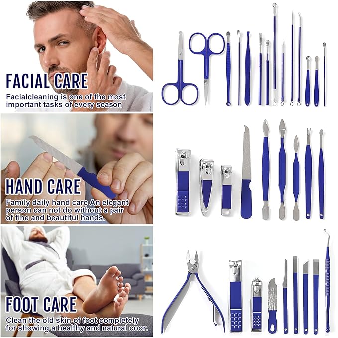 Manicure Set Pedicure Kit Womens Nail Clippers Set 32 in 1 Professional Grooming Care Tools Nail Kit Including Facial, Fingernails and Toenails Care with Travel Case Women