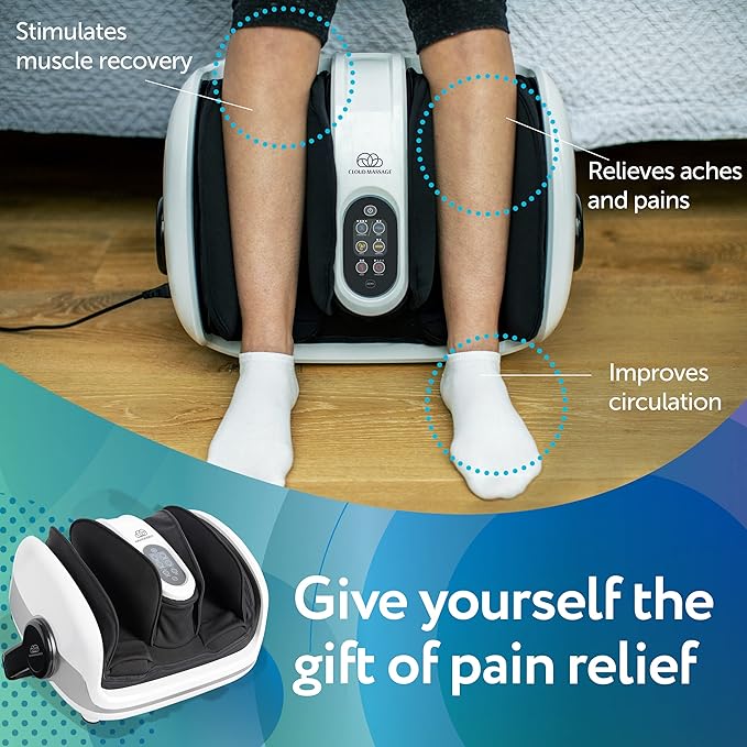 Cloud Massage Shiatsu Foot Massager with Heat - Feet Massager for Relaxation, Plantar Fasciitis Relief, Neuropathy, Circulation, and Heat Therapy - (White - No Remote)