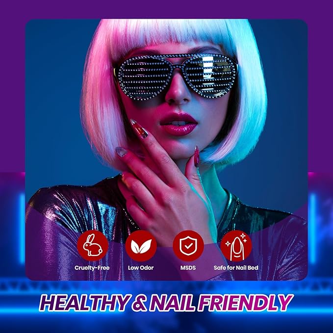 Beetles Vivid Noel Jelly Gel Nail Polish Set - 6 Colors Jelly Gel Polish Kit Pink Red Black Blue Green Purple Sheer Translucent Effect Soak Off UV DIY Home Salon Manicure Gift for Women