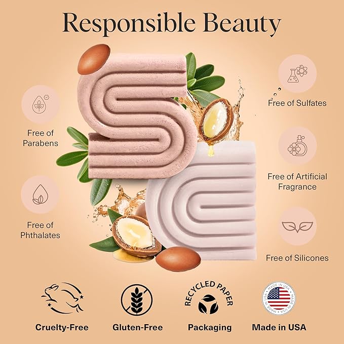 Kitsch Argan Oil Shampoo Bar – Repairing Hair Shampoo for Men & Women – Strengthening, Nourishing Hair Care, Reduce Breakage & Boost Elasticity – Silicone, Paraben & Sulfate Free, Made in USA - 3.2 oz