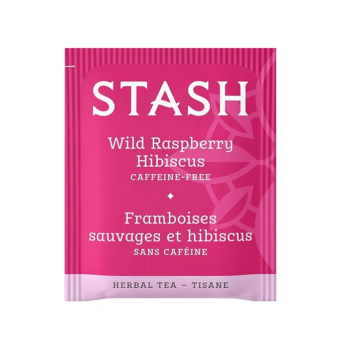 Stash Tea Wild Raspberry Hibiscus Herbal Tea, Box of 100 Tea Bags (Packaging May Vary)