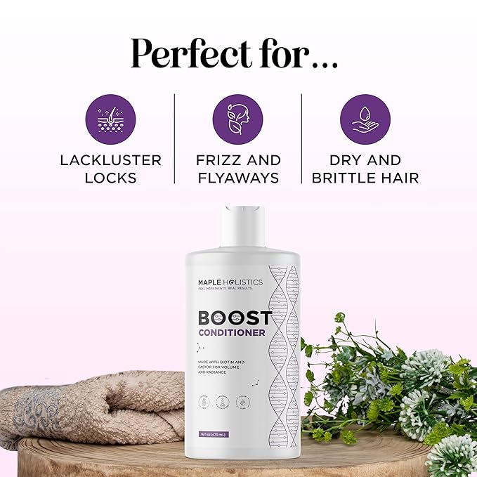 Boost Biotin Conditioner for Thinning Hair - Sulfate Free Biotin and Collagen Conditioner for Women & Men with Moisturizing and Volumizing Castor and Rosemary Oil for Fine Weak & Dull Hair (16 Fl Oz)