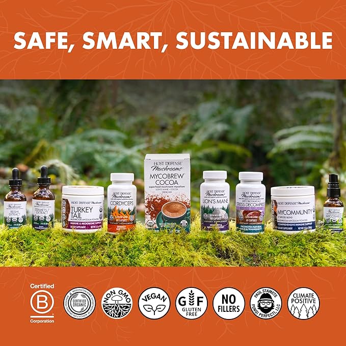 Host Defense Breathe* Powder - Immune & Respiratory Support Mushroom Supplement - Herbal Lung Health Support Supplement with Chaga, Reishi & Cordyceps - 3.5 oz (66 Servings)*