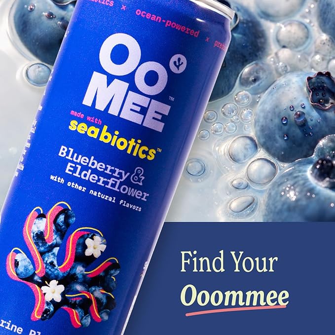 OoMee Prebiotic Drink | Variety Pack| Plant-Based Vegan Beverage with Marine-Sourced Agar Prebiotics (Seabiotics) for Digestive & Gut Health Functional Drink – 12oz Cans, 12-Pack