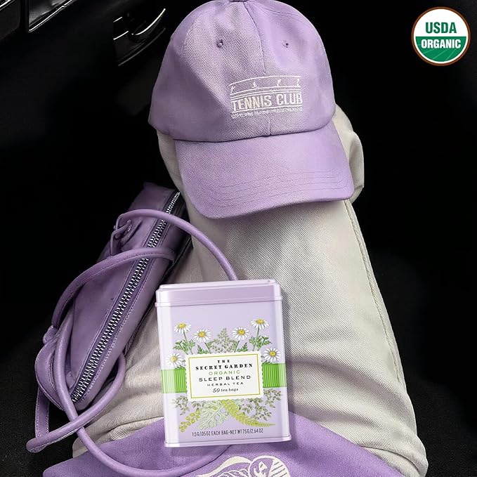 Life Plus Style Gourmet The Secret Garden Sleep Tea USDA Organic Chamomile Peppermint & Fennel Blend Caffeine-Free Non-GMO Gluten-Free Promotes Peaceful Sleep & Relaxation 50 Tea Bags in Gift Tin