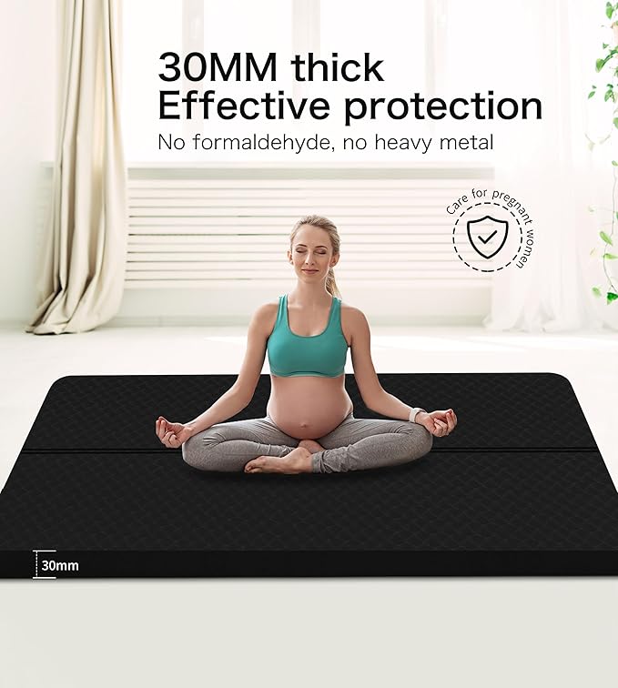 nuveti Large Exercise Mat - 15mm/20mm/30mm Thick Yoga Mat | Workout Mat for Fitness, Yoga, Pilates, Stretching & Floor Exercises for Women & Men with Free Carrying Bag