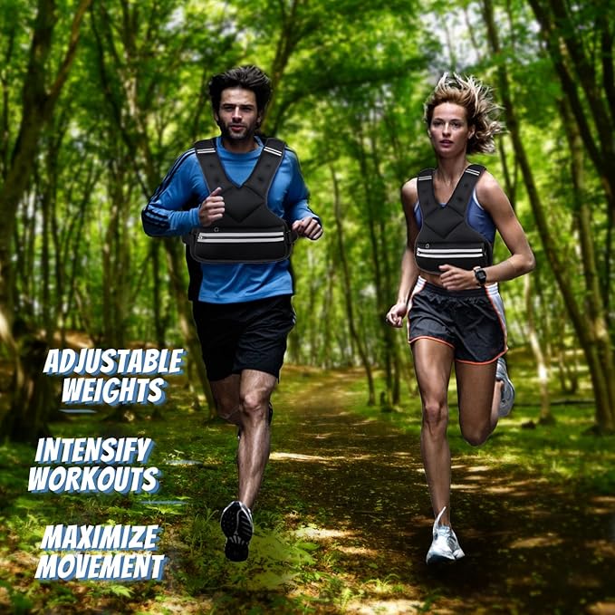 JoyPlus Adjustable Weight Vest,Strength Training Running Vest, Workout Equipment, Sport Exercise, Fitness, Weight Loss for Men 12LB, Women 8LB, Velcro or Buckle