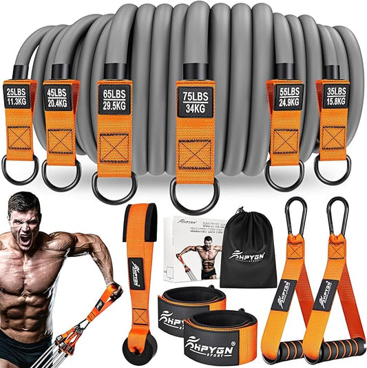 HPYGN Heavy Resistance Bands, 300LBS Exercise Bands for Working Out, Fitness Bands with Handles, Workout Bands for Men, Weight Bands Set for Muscle Training, Strength, Slim, Yoga, Home Gym Equipment