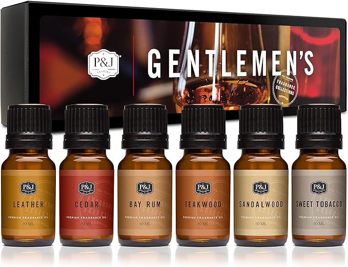 P&J Trading Fragrance Oils for Diffusers for Home Fragrance Scents for Candle Making - Soap Making Supplies - Car Diffuser Scents - Essential Home Gift Set - Gentlemen's - Cedar, Sandalwood & More