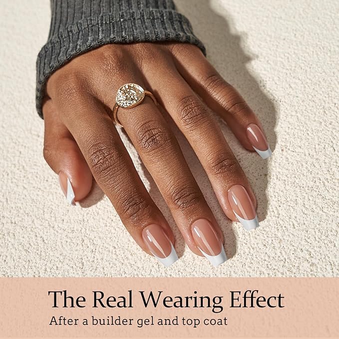 BTArtboxnails French Tip Press on Nails - Fake Nails Brown Short Coffin XCOATTIPS, No Need to File Gel Nail Tips for Nail Art Easy DIY