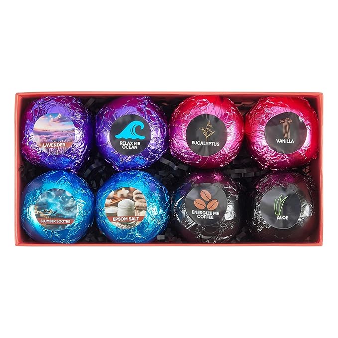 Bath Bombs for Women - Bath Bombs for Women Relaxing - Organic Bath Bombs with Feminine Scents for Her - 2.5 Oz Gift Set of 8 Scented All Natural Bath Bombs with Natural Essential Oils - Gift
