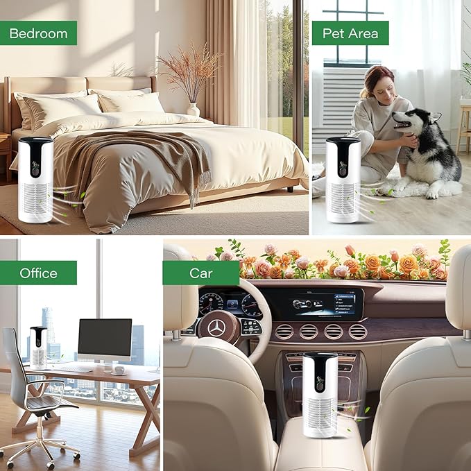 GCJ Small Room Air Purifier 3 speed,Personal Air Purifier for Desk with Power and Negative Ion Display Improve New Car Smell,Purificador Quiet for Classroom,3Color,Suit Offices,Pet Area and Closet