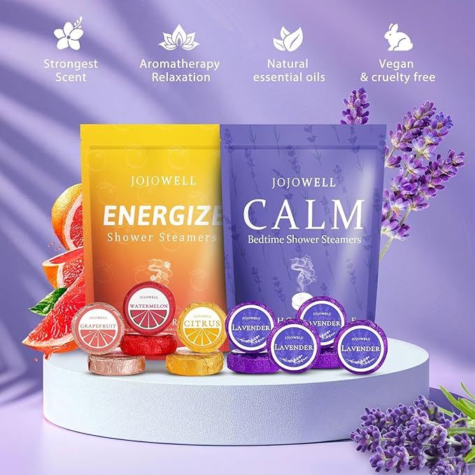 Shower Steamers Aromatherapy - 12 Pack Shower Bomes with Essential Oils, Birthday Gifts for Women Men, Relaxation Gifts for Mom, Stress Relief, Nasal Relief, Home Spa Gifts for Wife, Her