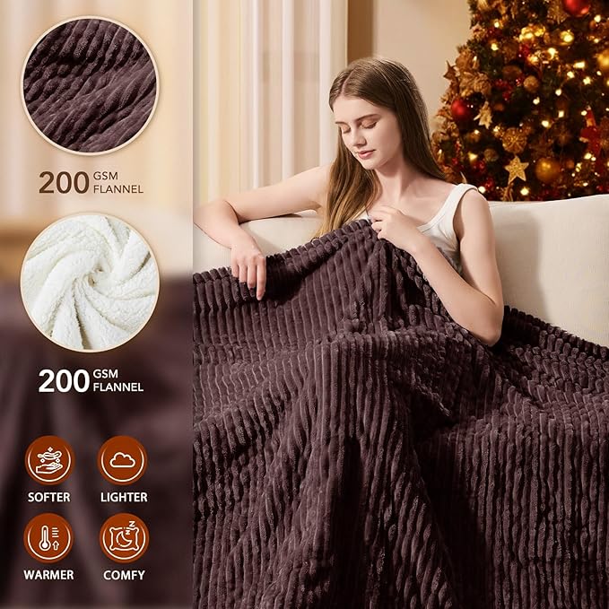 Homemate Electric Heated Blanket King Size - 100"x90" Heating Blanket King Size Dual Control 1/2/4/6/8 Hours Auto-Off 10 Heat Level Over-Heat Protection Soft Flannel Sherpa ETL Certification