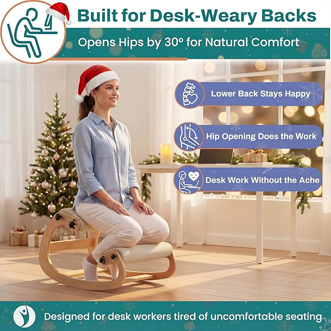 NYPOT Ergonomic Kneeling Chair with Adjustable Seats - Knee Chair for Posture Correction & Kneel Rocking Stool for Desk - Back Pain Relief for Home and Office, Supports 250 pounds - 5 Years Warranty