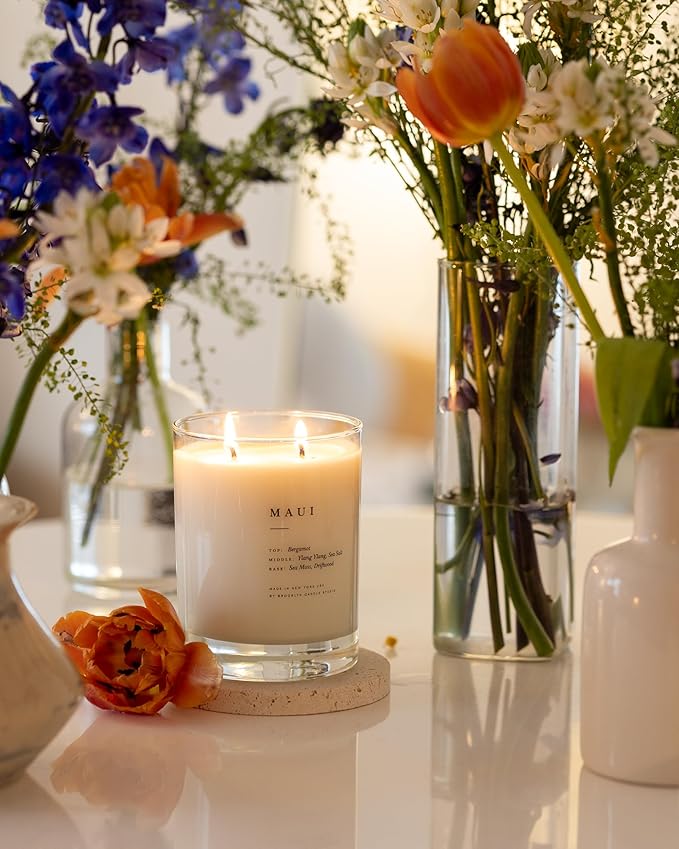 Brooklyn Candle Studio Maui Classic 2 Wick Candle - Luxury Scented Candle, Vegan Soy Wax, Hand Poured in The USA, 70 Hour Slow Burn Time - 13oz