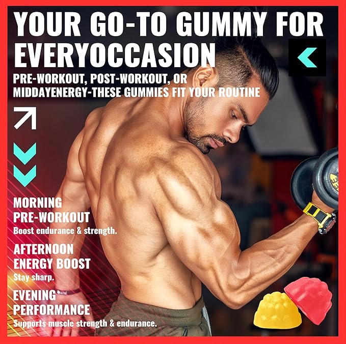 Creatine Monohydrate Gummies (5g) – Pre-Workout Energy & Muscle Growth Support for Men & Women | Strawberry Orange Electrolyte Gummies (135 Count)