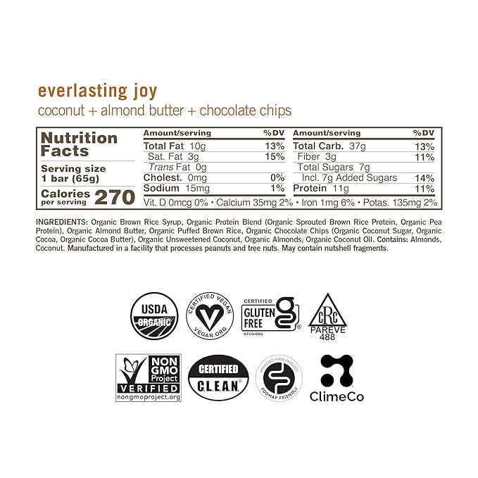 GoMacro MacroBar Organic Vegan Protein Bars - Coconut + Almond Butter + Chocolate Chips (2.3 Ounce Bars, 12 Count)