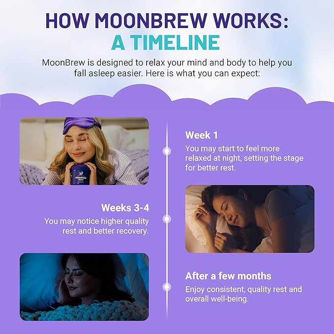 MoonBrew Nighttime Magnesium Sleepy Berry Smoothie, Natural Sleep Aid Drink Mix for Adults, 3-Pack - Calming Melatonin-Free Sleep Support with L-Theanine, Chamomile & Zinc Glycinate - 75 Servings