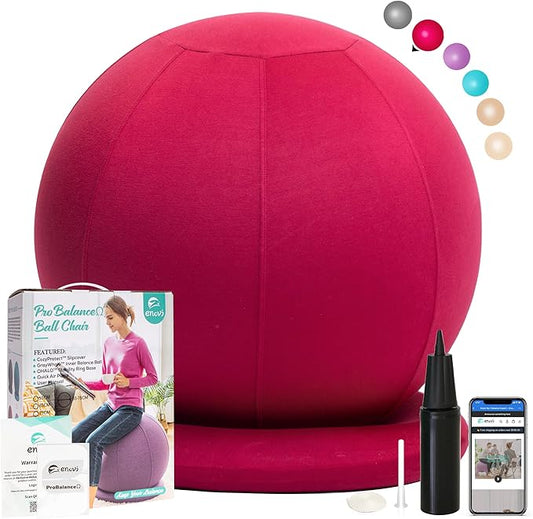 ProBalanceΩ Ball Chair, Yoga Ball Chair Exercise Ball Chair with Slipcover and Base for Home Office Desk, Birthing & Pregnancy, Stability Ball & Balance Ball Seat to Relieve Back Pain, Multiple color size