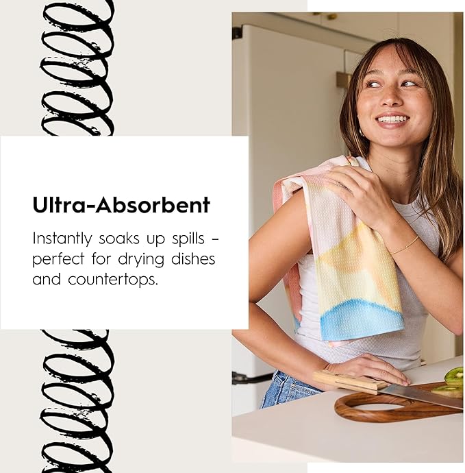 GEOMETRY Bar Towels for Kitchen - Summer Collection - Premium Towels for Cleaning Dishes & Glassware - Absorbent & Fast Drying Kitchen Towels - Cherry Slush, 12" x 14" - 1-Piece