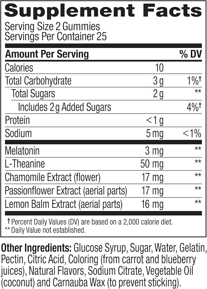 OLLY Restful Sleep Gummy Supplement with Melatonin & L-Theanine Chamomile, Blackberry Zen, 50 Gummies (25 Day Supply) Supports a Healthy Sleep Cycle* (Packaging May Vary)