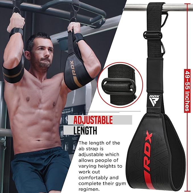 RDX AB Straps for Pull Up Bar Hanging (Pair), Maya Hide Leather, Abdominal Muscle Building Padded Arm Support Slings with D-Ring Strap, Leg Raise Exercise Fitness Workout Strength Training, Men Women