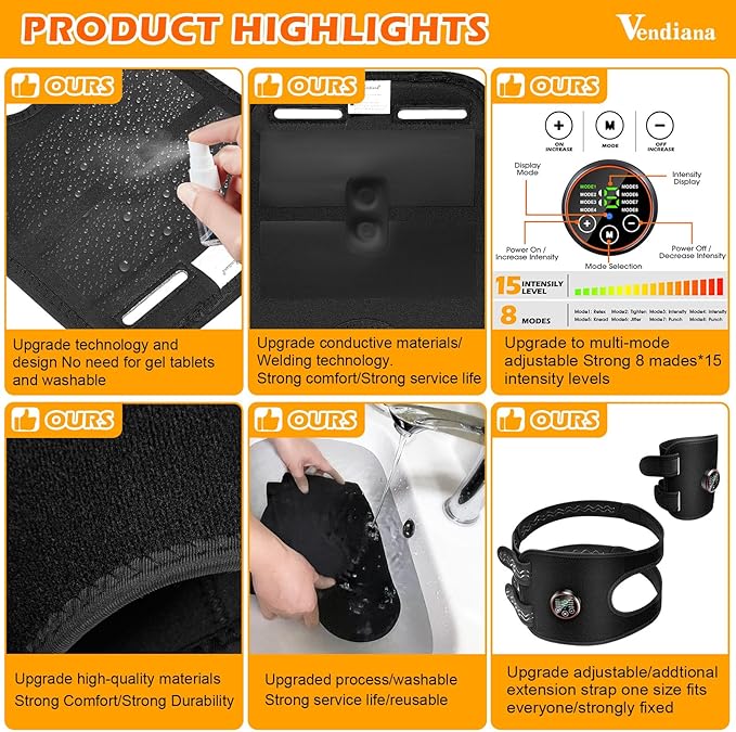 ABS Stimulator Muscle Toner Flex Fitness Belt for Arm, Foot and Waist - FDA Cleared AB Machine Abdominal Toning Ems Electro Stimulators Body Exercise Equipment Abdomen Home Office Workout