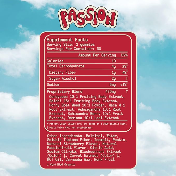 Daily Gummies (Trio Bundle) - Daily Passion, Energy, & Sleep - Mushroom Gummies - Natural, Organic, Vegan, & Sugar-Free Mushroom Supplement - Ashwagandha Supplements with Cordyceps