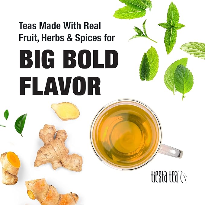 Tiesta Tea - Ginger Citrus Herbal Loose Leaf Tea, Lemon Ginger Tea with Mint and Chamomile, Caffeine-Free, Brew Hot or Iced, Makes Up to 25 Cups, Resealable Pouch, 1.2 Ounce