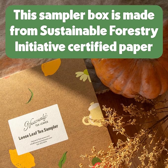 Heavenly Tea Leaves Organic Assorted 9 Loose Leaf Tea Gift Box (Approx. 90 Cups of Tea), Sampler Set of 9 Teas & Herbal Tisanes - Great Hot or Iced, High to No Caffeine