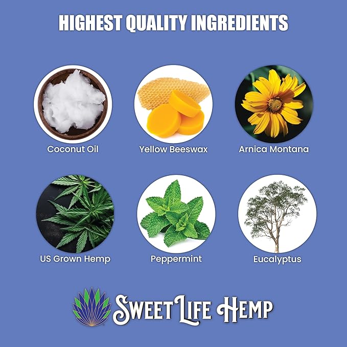 Sweet Life | Hemp Salve Stick | 3000mg | Organic Botanical Balm | Twist-Up Applicator | Small Business | Muscle & Joint Comfort